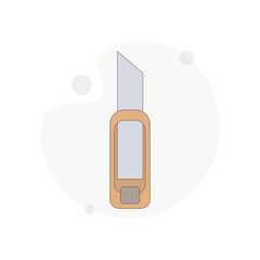 Cutter knife isolated vector flat illustration on white