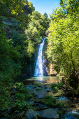 Fototapeta na wymiar Fervenza De Vieiros (Vieiros Waterfall) in River Selmo, Galicia. A Seara, Lugo, / Spain.