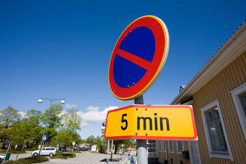 Parking prohibited traffic sign in Lappeenranta Finland