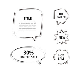 Various speech bubble doodle set for shopping
