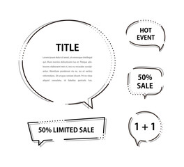 Various speech bubble doodle set for shopping
