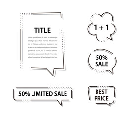 Various speech bubble doodle set for shopping
