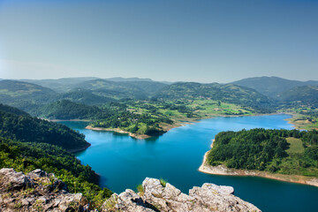 Fototapeta na wymiar Viewpoint Velika Stena on a Rovni lake near the Valjevo in Serbia