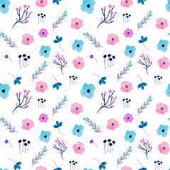 Tiny Purple and Pink Watercolor Floral Seamless Pattern