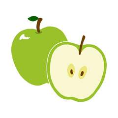 青りんごの手描きイラストアイコン green apple flat illustration vector icon