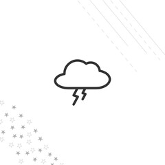 Lightning in the cloud isolated line icon for web and mobile