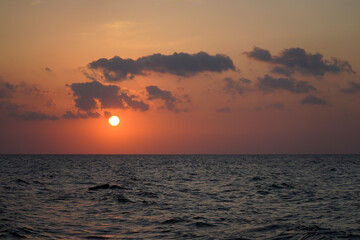 Sunset in the sea in Yalova Turkey.