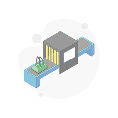 baggage controlling at the airport isolated vector flat illustration