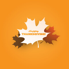 Happy Thanksgiving Card Layout,  Design Template with Scattered Fallen Autumn Leaves