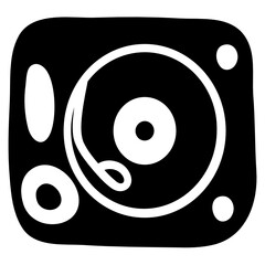 
Retro vinyl player in solid design, music disc icon
