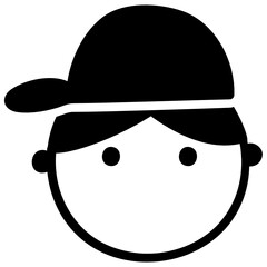 
Cute boy wearing cap on head, icon of kid 
