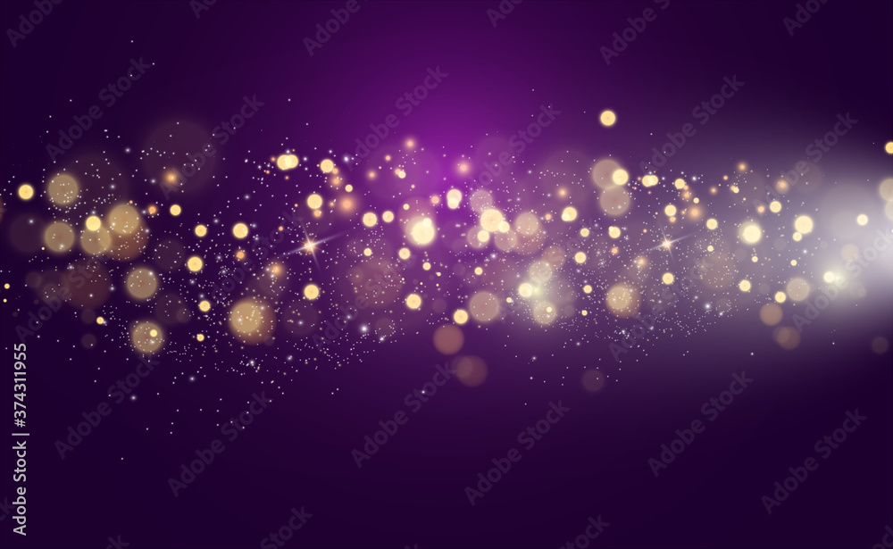 Poster Beautiful sparks shine with a special light. Vector sparkles on transparent background. Christmas abstract pattern. Background for the image.	