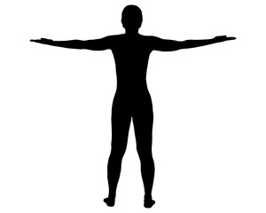 Rückansicht Frau mit ausgestreckten Armen