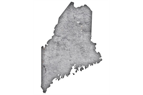 Karte von Maine auf verwittertem Beton