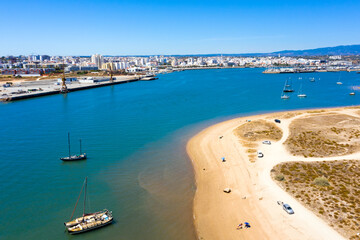 Obraz premium Aerial view on the city Portimao in the Algarve Portugal