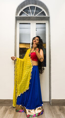 Indian Female Model in traditional Chaniya choli. Navratri is an Indian Festival and Chaniya choli...