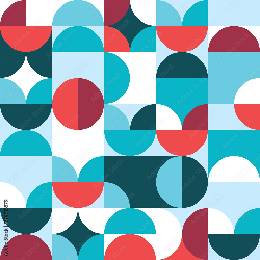 Wall mural retro 60's and 70's style vector seamless minimalist pattern - 60's and 70's geometric textile desig