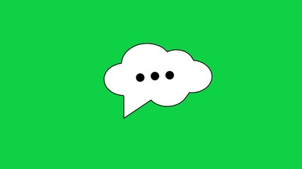 Animated white outlined speech bubble, chat balloon icon. Pictogram, comic book, anime. Useful for web site, banner, greeting cards, apps and social media posts. Chroma key, green screen background.