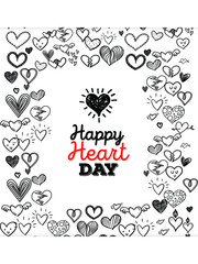 Set of Hand draw Heart day Doodle backgrounds. Objects from a Heart.