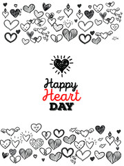Set of Hand draw Heart day Doodle backgrounds. Objects from a Heart.