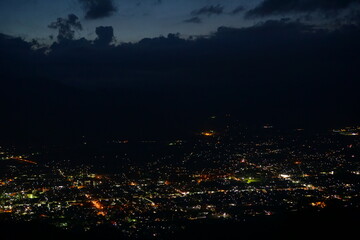 Fototapeta premium A night landscape from the mountain in Nagano, Japan.