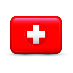 Fototapeta premium Red first aid icon vector isolate on white background