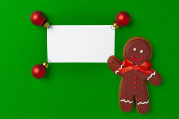 Blank Christmas greeting card with festive decorations