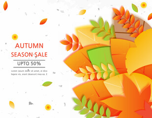 Autumn seasonal background frame with falling autumn leaves.Vector autumn illustration.
