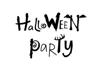 Halloween Party lettering. Handwritten Halloween Party typography print for banner, poster, greeting card. Hand drawn decorative design element. Vector brush.