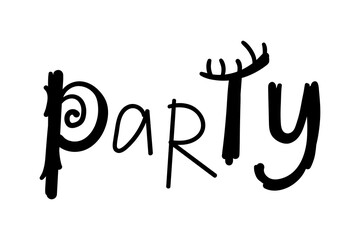 Halloween Party lettering. Handwritten Party typography print for banner, poster, greeting card. Hand drawn decorative design element. Vector brush calligraphy.