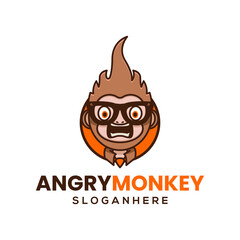 angry monkey logo and icon template.