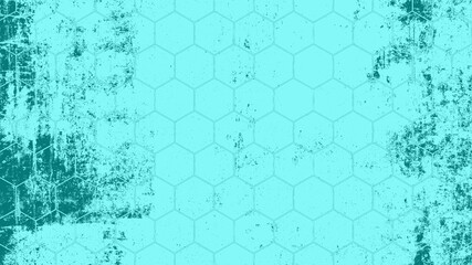 Abstract aquamarine turquoise mosaic wall texture with painted art design scratched spotted geometric hexagonal elements hexagon geometric pattern print wallpaper background