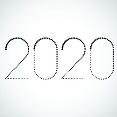 New year 2020. Halftone dots in linear form .vector