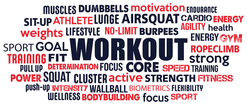workout word cloud concept text is outline