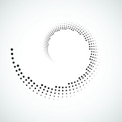 Radial halftone dots in Circle Form for comic books . fireworks Explosion background . Vector Illustration . Starburst
 round Logo . Circular Design element . Abstract Geometric star rays . Sunburst .