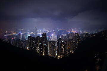 Fototapeta premium Night cityscape of Hong Kong from Victoria peak