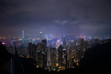 View of Victoria Harbour in Hong Kong from the Peak