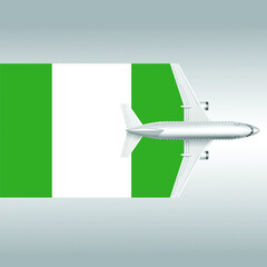 Plane and flag of Nigeria. Travel concept for design