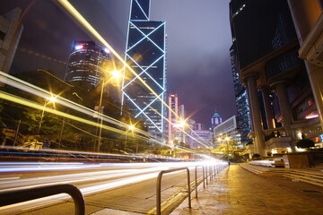 Fototapeta na wymiar Hong Kong : Cityscape at night with light trails