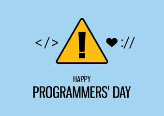 Happy Programmers' Day vector. Day of the Programmer Poster. Programming icons set vector. Software symbol collection. Yellow exclamation mark vector. Important day