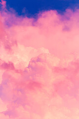 Fototapeta premium pink sunset sky with fluffy clouds