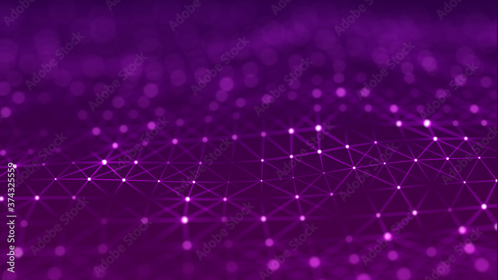Poster abstract futuristic dynamic background. network connection structure with dots and lines. 3d renderi
