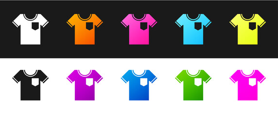 Set T-shirt icon isolated on black and white background. Vector Illustration.