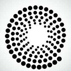 Radial halftone dots in Circle Form for comic books . fireworks Explosion background . Vector Illustration . Starburst
 round Logo . Circular Design element . Abstract Geometric star rays . Sunburst .