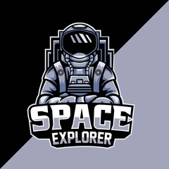 Space explorer mascot logo template. perfect for gaming logo, merchandise, apparel, pin design, etc