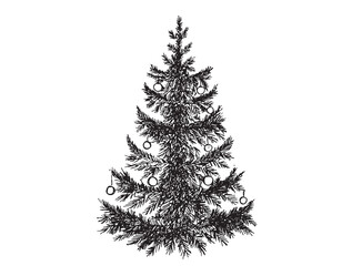 Christmas tree. Hand drawn illustration.	
