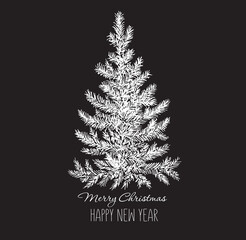 Christmas tree. Hand drawn illustration.	
