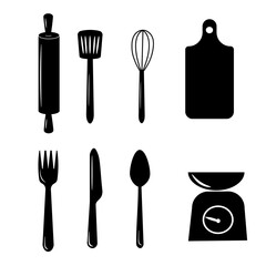 Cooking tools. Vector on a white background.For logos, icons, menus and brochures.