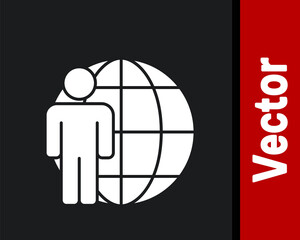 White Head hunting icon isolated on black background. Business target or Employment sign. Human resource and recruitment for business. Vector.