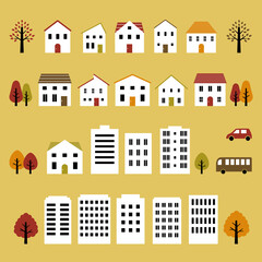 秋の町 アイコン  / vector eps